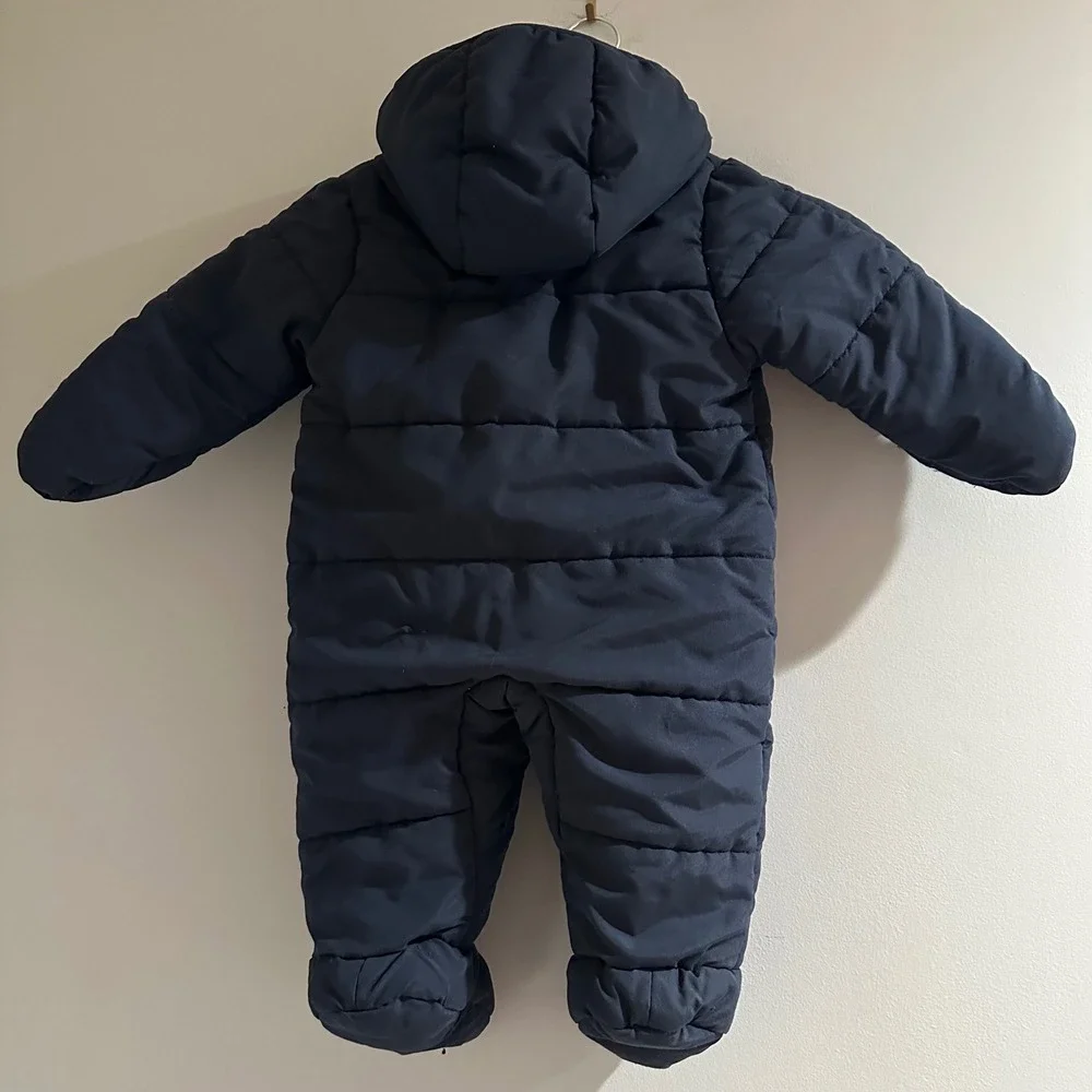 OshKosh B'gosh Puffer Snowsuit Baby 12M Navy Blue Excellent Hooded‎ Bunting